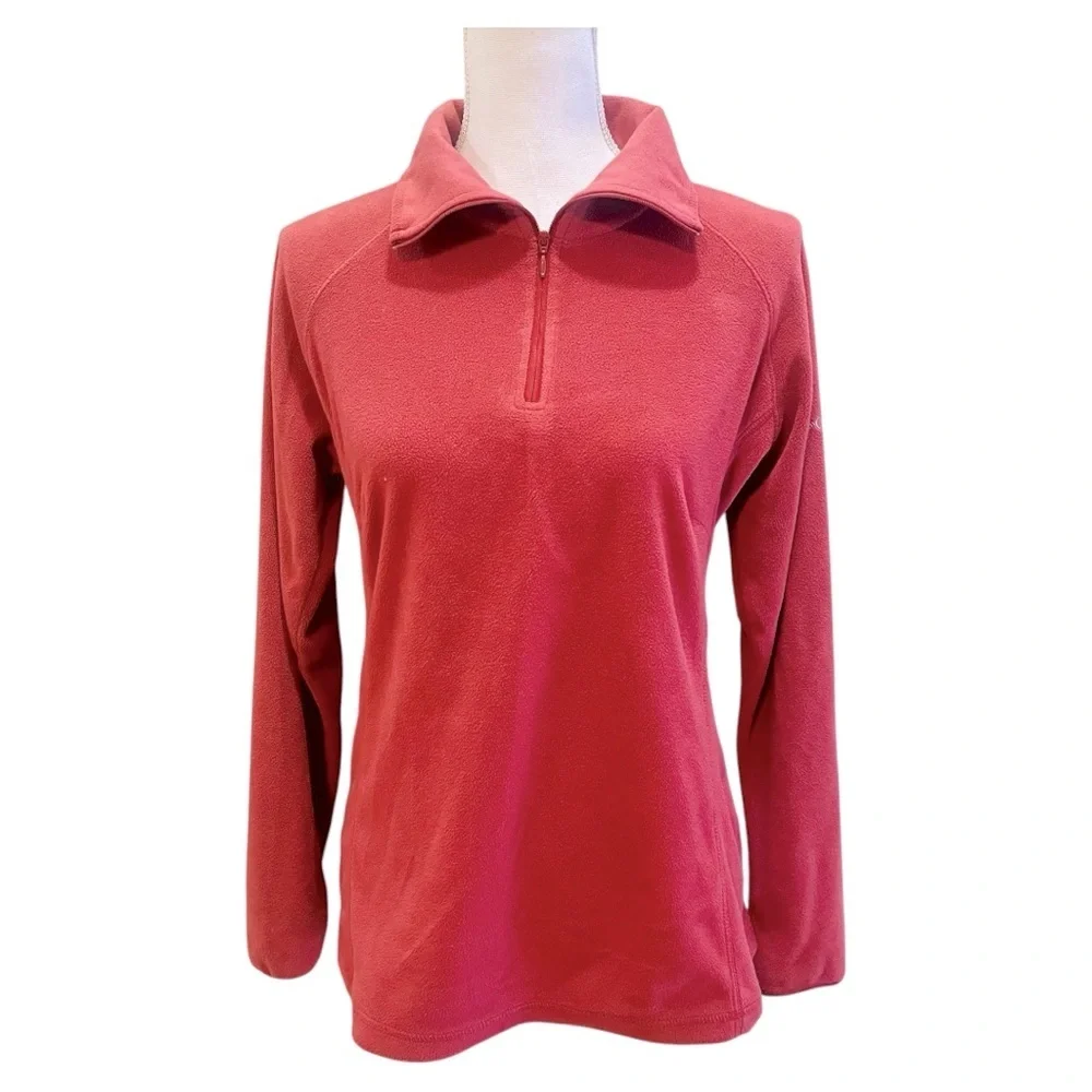 Columbia Muted Red Quarter-Zip Fleece Pullover Medium